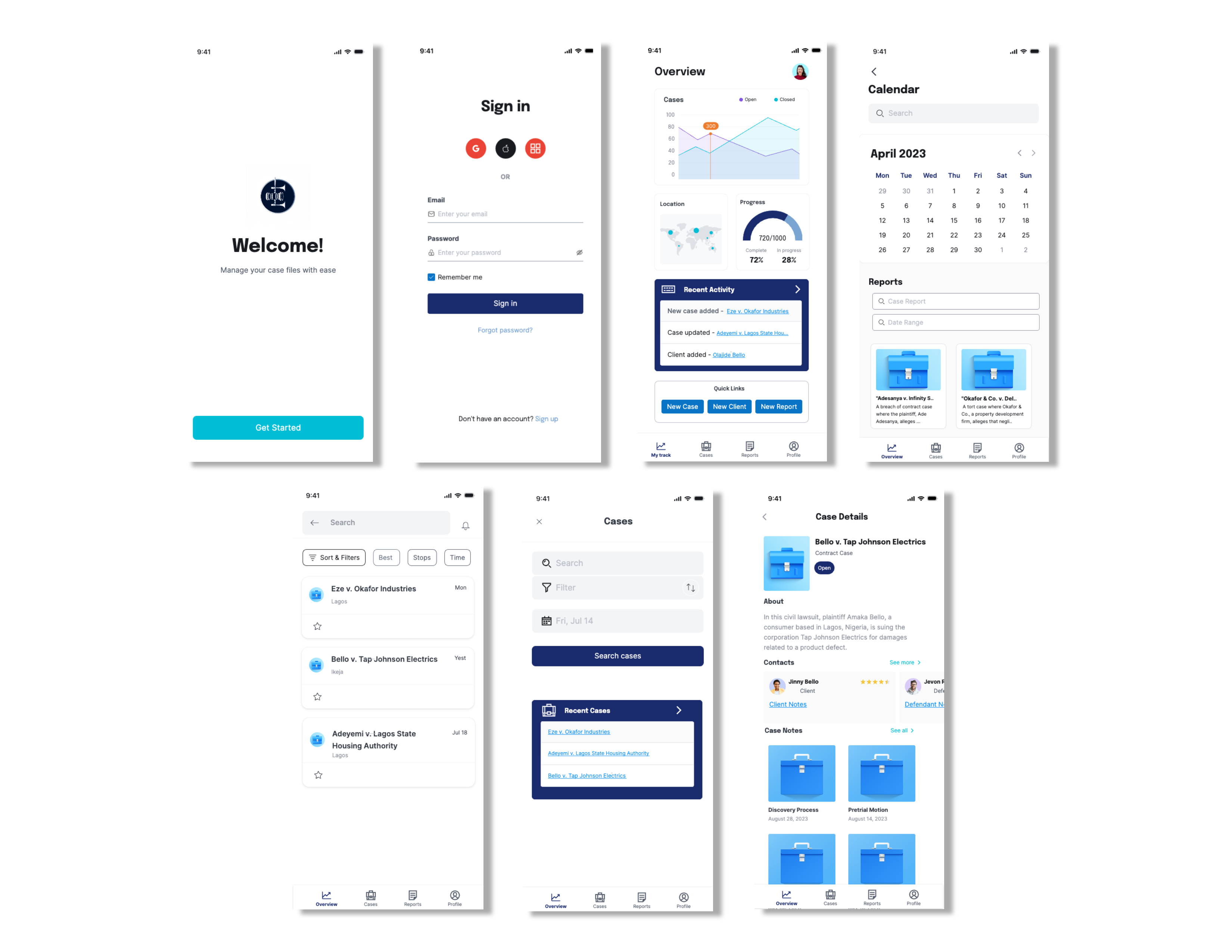 High Fidelity wireframes